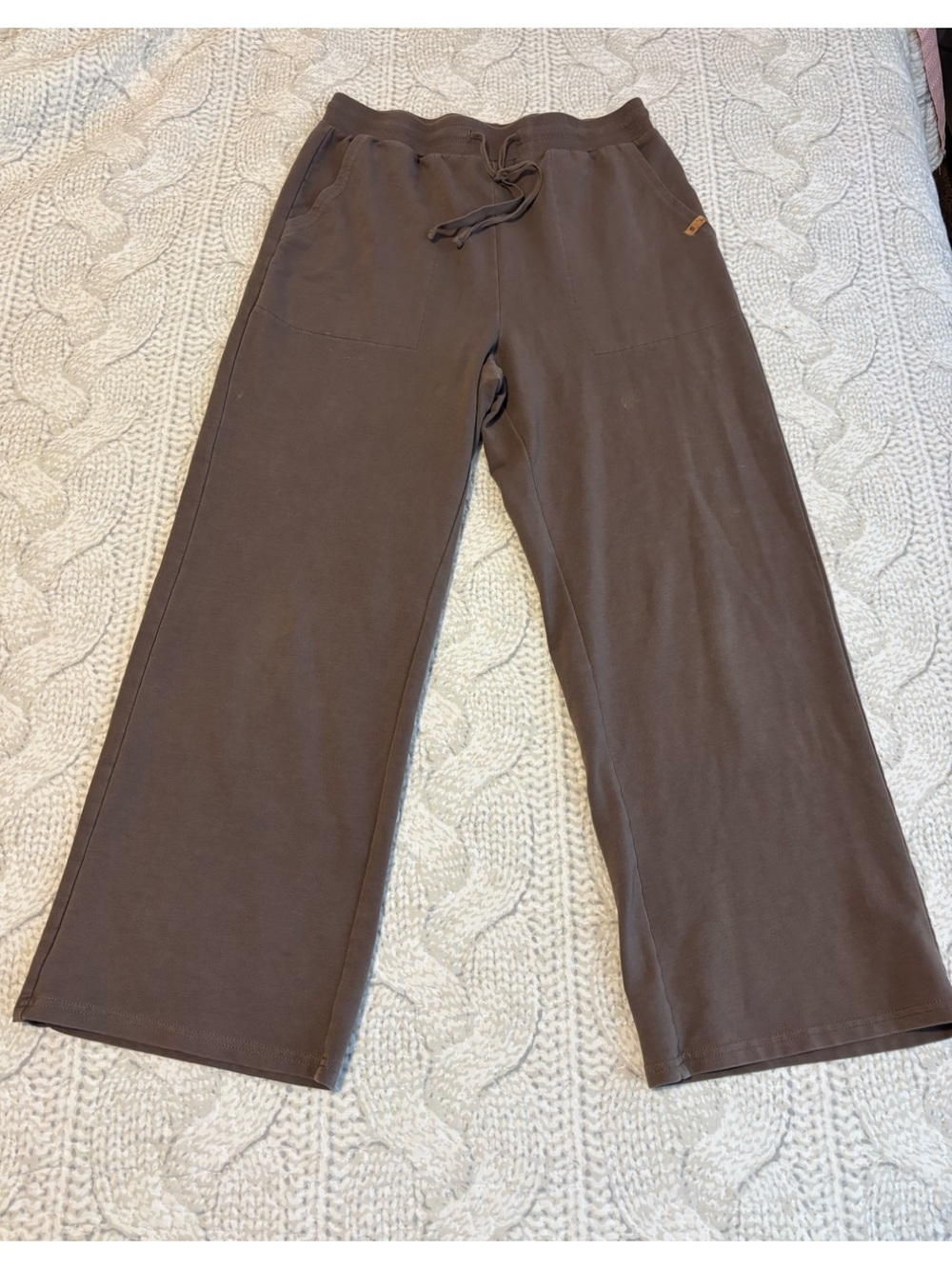 tentree Brown Cropped Wide-Leg Sweatpants